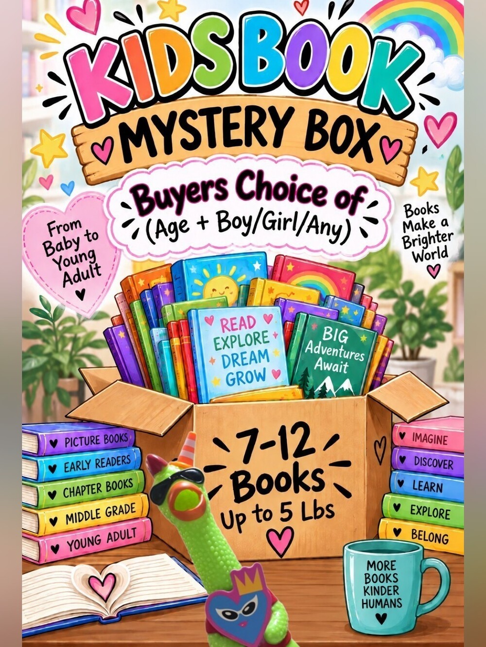 KIDS BOOK MYSTERY BOX | 5 LBS | Pick Age + Boy/Girl/Any